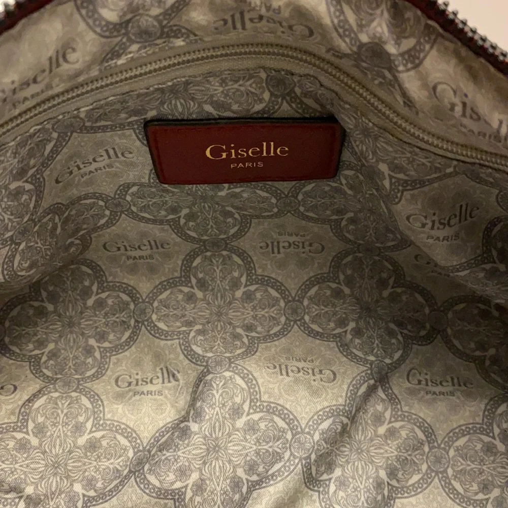 Giselle Paris Ella Satchel Raspberry Vegan Leather Handbag with Gold Accents NWT